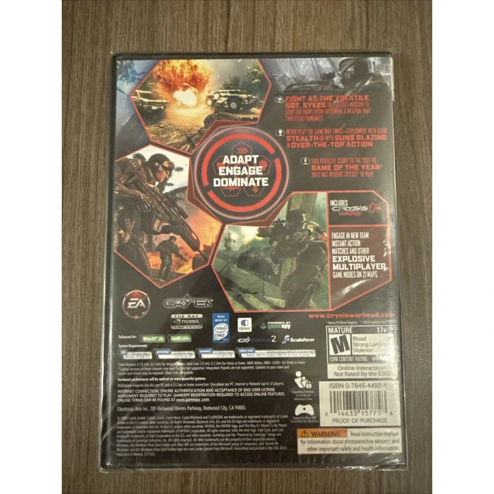 CRYSIS WARHEAD Crisis Ctytek Stealth Shooter PC Game Sealed‎ New